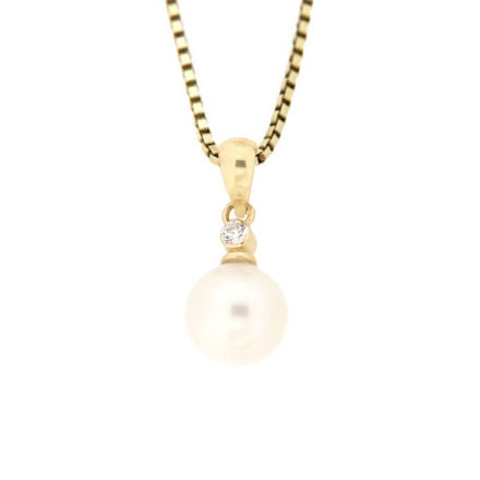 Gull anheng 585 7mm perle & liten blank zircon