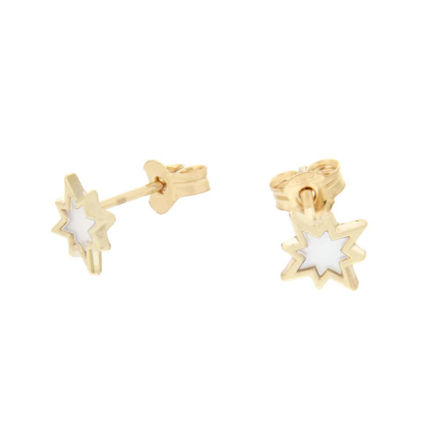 CAIA 375 gull øredobber stjerne med hvit perlemor