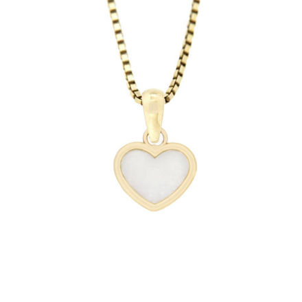 CAIA 375 gull anheng hjerte med hvit perlemor
