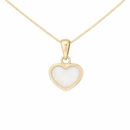 CAIA 375 gull anheng hjerte med hvit perlemor