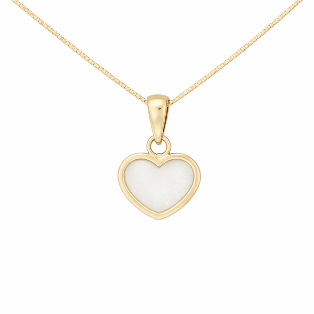CAIA 375 gull anheng hjerte med hvit perlemor