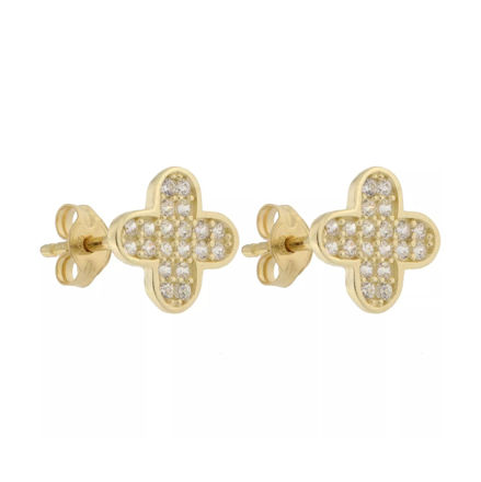 Gull ørepynt 585 kløver med zirconer 7mm