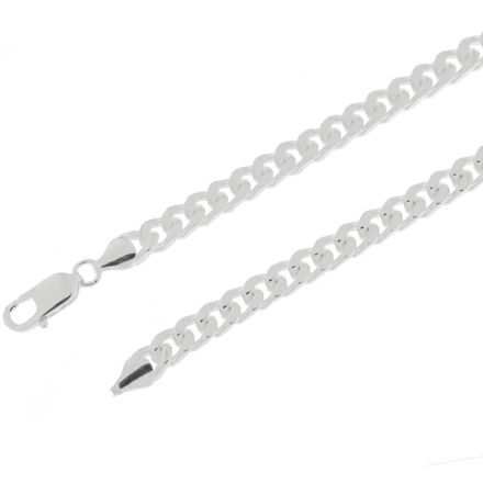 Rhodinert sølv Panzer kjede 2mm 45cm