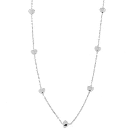 Rhodinert sølv halssmykke med 7 hjerter 45+5cm