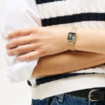 Tommy Hilfiger forgylt dameur grønn skive & blanke steiner