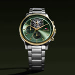 Tommy Hilfiger herreur gull & stål 50M grønn skive & stål lenke 44mm