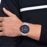 Tommy Hilfiger herreur stål 43mm blå skive & stål lenke, 5atm