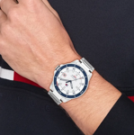 Tommy Hilfiger herreur stål hvit skive & stål lenke 43mm 5 atm