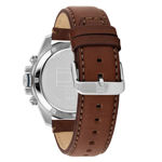 Tommy Hilfiger herreur stål, blå skive & brun skinreim 43mm 5 ATM