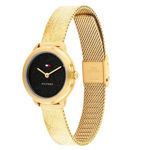 Tommy Hilfiger dameur gullfarget stål 26mm 3 ATM svart skive