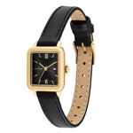 Tommy Hilfiger dameur stål & gull 24mm 3 ATM svart skive & skinn reim