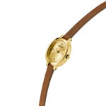 Guess Ladies Bejeweled gullfarget stål 21mm 10 ATM champagne skive & brun skinnreim