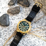 Guess Mens Work Life 46mm 3ATM grønn skive & svart skinnreim