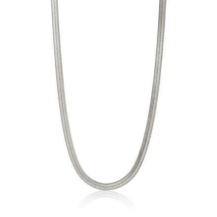 Rhodinert sølv halskjede flat slange 50cm