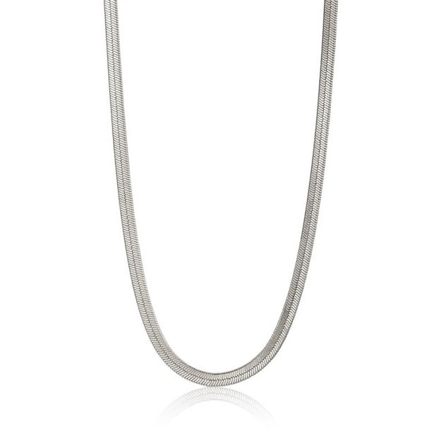 Rhodinert sølv halskjede flat slange 50cm