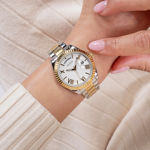 Guess Ladies Dress gull & stål 36mm 3 ATM hvit skive tofarget lenke