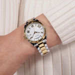 Guess Ladies Dress gull & stål 36mm 3 ATM hvit skive tofarget lenke