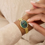 Guess Ladies Dress stål & gull  24mm 3 ATM oval grønn skive