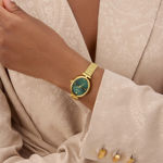 Guess Ladies Dress stål & gull  24mm 3 ATM oval grønn skive