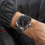 Guess Mens Work Life silver 44mm 5ATM stål lenke sort skive