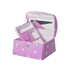 Smykkeskrin til barn rosa veske med hjerter, rosa inni