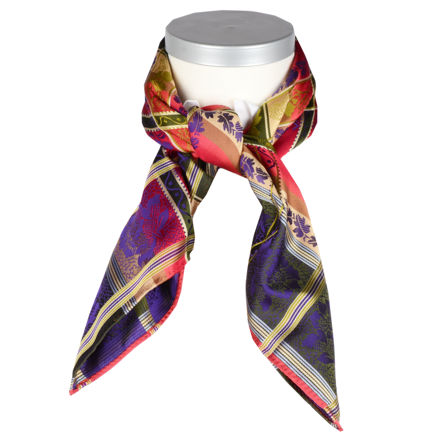 Eufemia silkeskjerf lilla, rød, gull