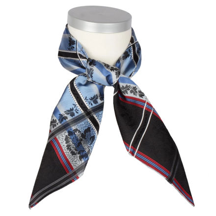 Eufemia silkeskjerf lysblå, svart, rød