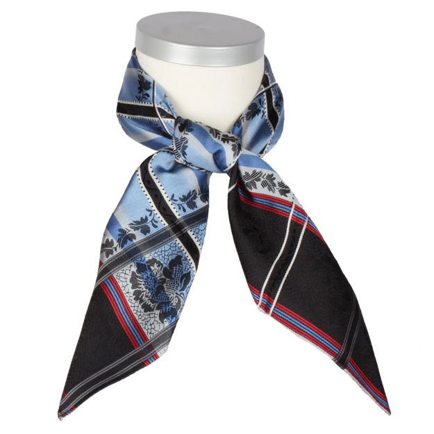 Eufemia silkeskjerf lysblå, svart, rød