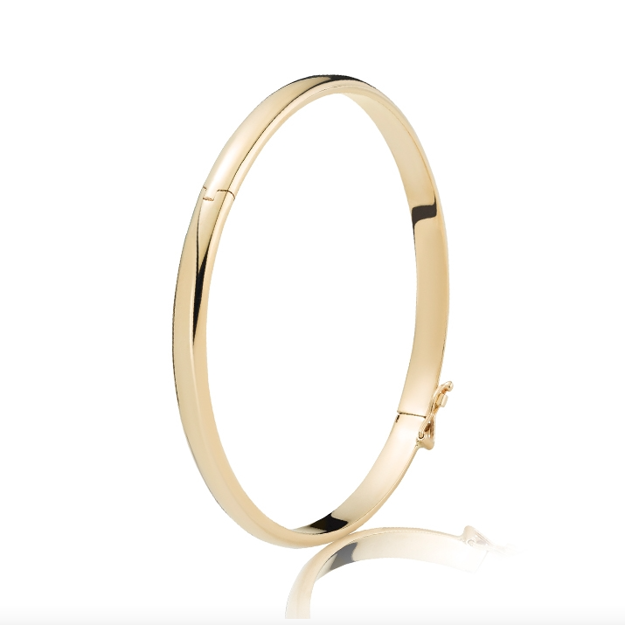 Gull armring 585 5mm 5,5cm rundet, flat inni med lås