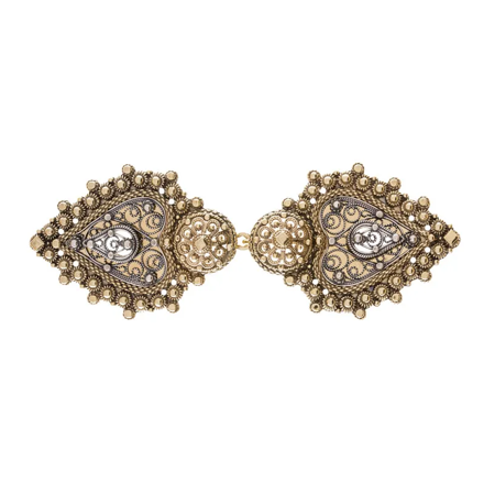 Sølv kuftespenne antikkforgylt/oksidert med nål