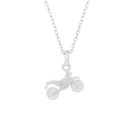 Rhodinert sølv halssmykke Motorsykkel med kjede 38+2cm