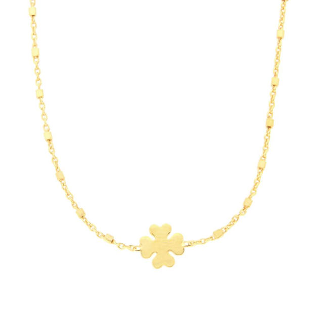 Forgylt sølv halskjede med kløver 40+3cm