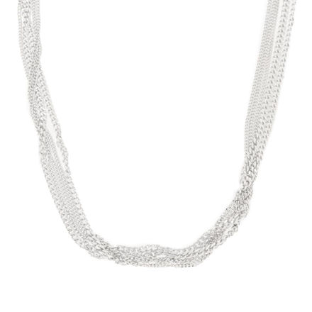 Rhodinert sølv collie 5-radig panzer 2.5mm + 1.5mm 47+8cm