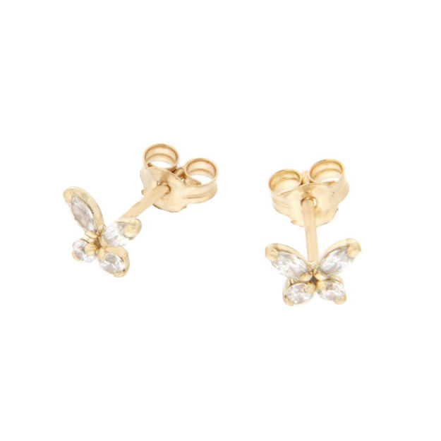 Gull øredobber sommerfugl med zirconer