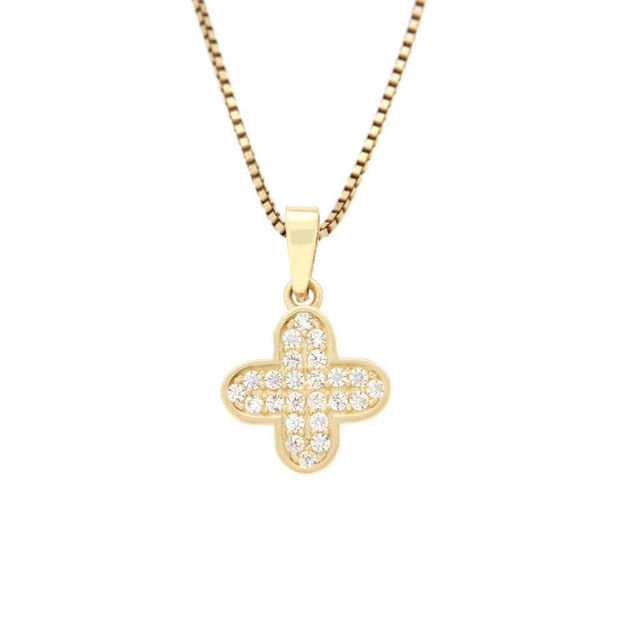 Gull anheng kløver med zirconer 8mm