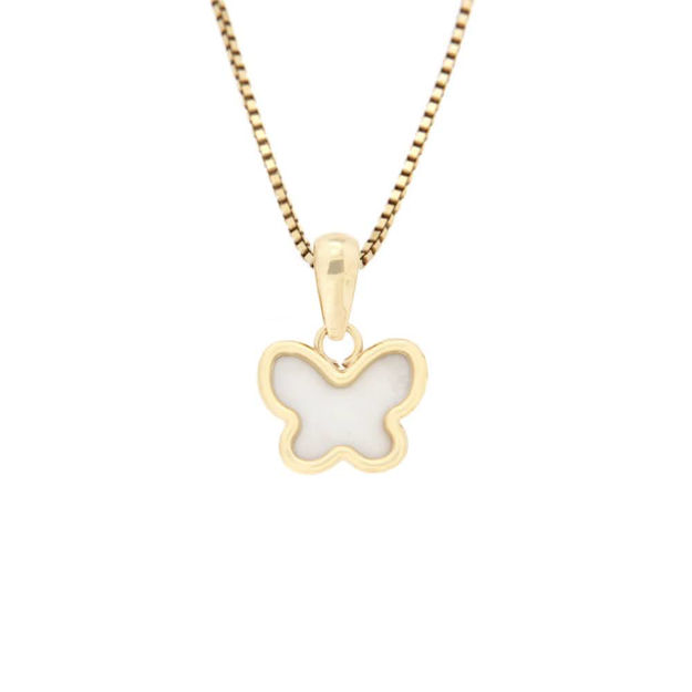 Gull anheng sommerfugl hvit perlemor 7,5x9mm