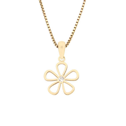 Gull anheng blomst med zircon 11mm