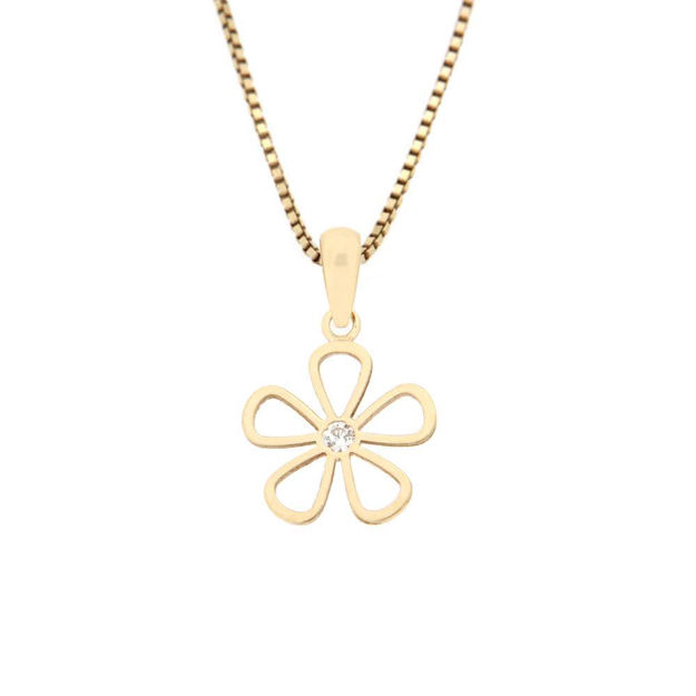 Gull anheng blomst med zircon 11mm