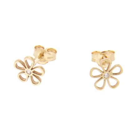 Gull ørepynt blomst med zircon 6mm
