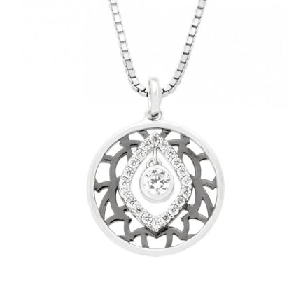 Rhodinert sølv halssmykke med Cubic Zirconia 45cm