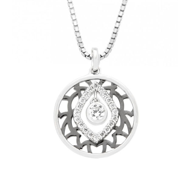 Rhodinert sølv halssmykke med Cubic Zirconia 45cm