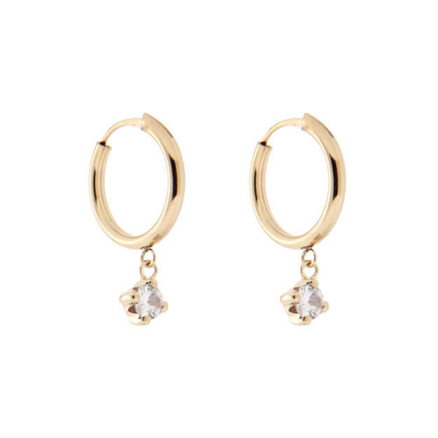 CAIA 375 gull ørering 12mm med Cubic Zirconia heng