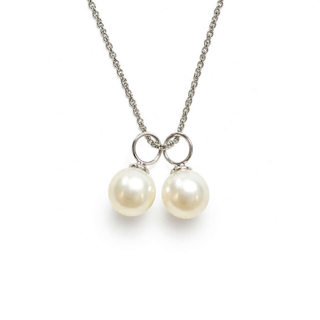 Rhodinert sølv halssmykke perler 8mm 2stk