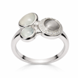Rhodinert sølv ring cubic zirconia + Cabochon grå, mint & hvit