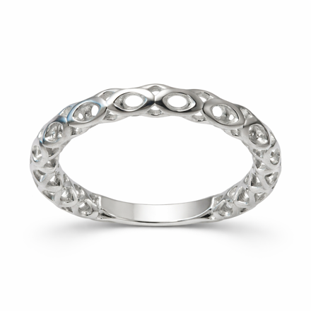 Rhodinert sølv ring hullet mønster