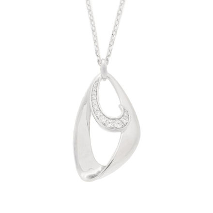 Rhodinert sølv halssmykke med Cubic Zirconia 44mm 50cm