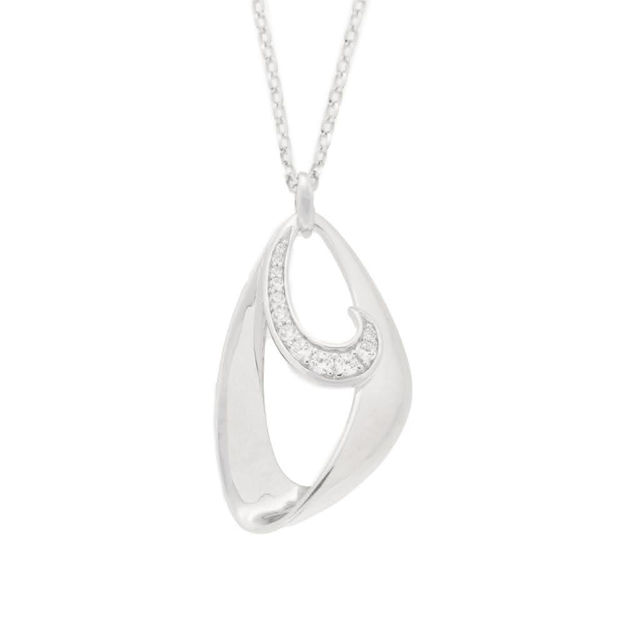 Rhodinert sølv halssmykke med Cubic Zirconia 44mm 50cm