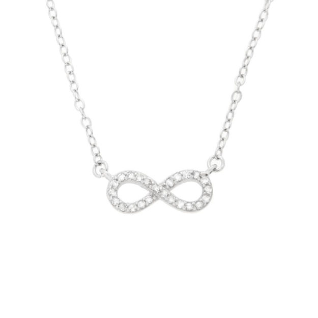 Rhodinert sølv halssmykke evighetstegn med Cubic Zirconia 42+3cm