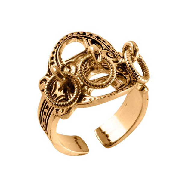 Espeland Romerike bunadsring forgylt sølv