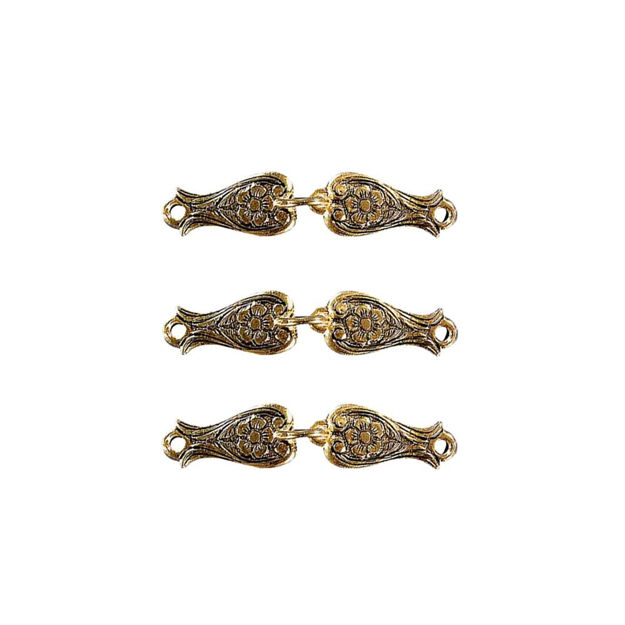 Espeland Løken 3 par hekter forgylt sølv